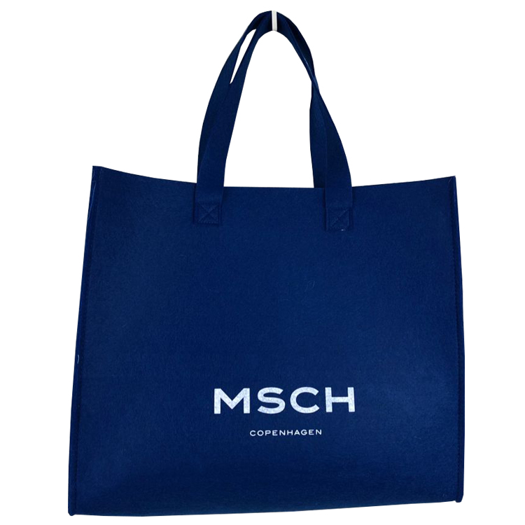 Borsa tote in feltro riciclato blu