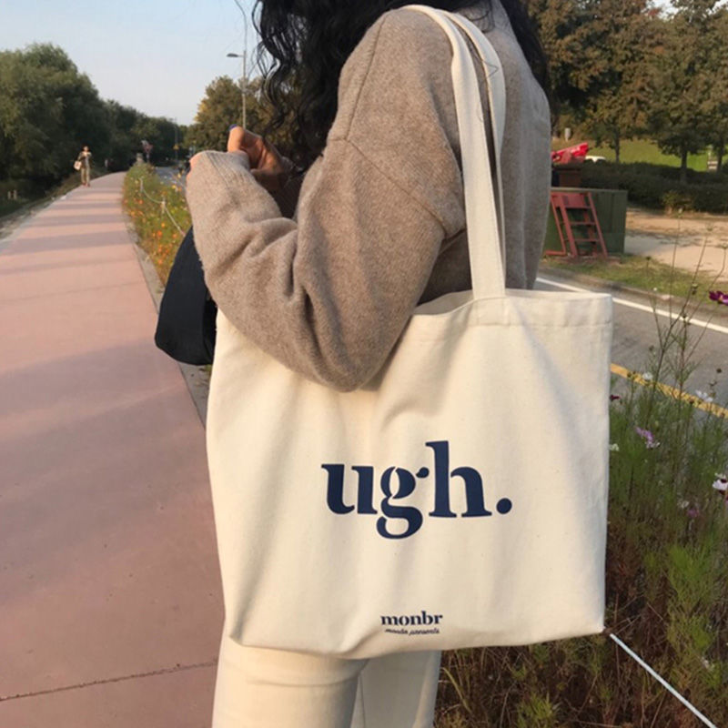 Borsa tote in tela con manico largo