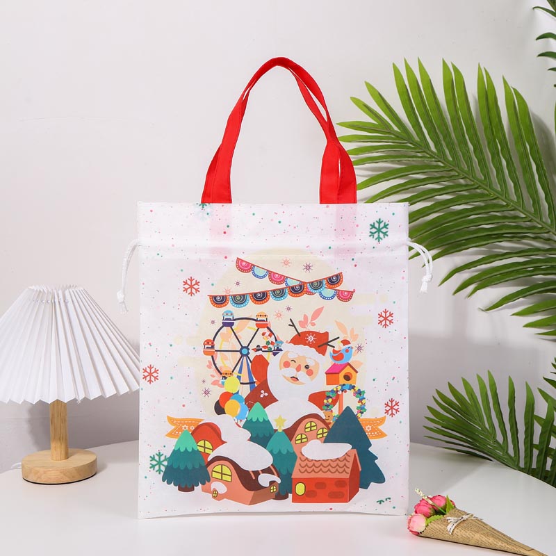 Borsa regalo natalizia con coulisse in tessuto non tessuto