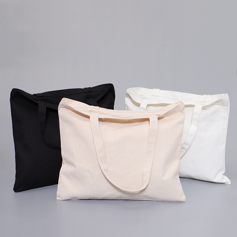 Borsa tote in tela di cotone con cerniera