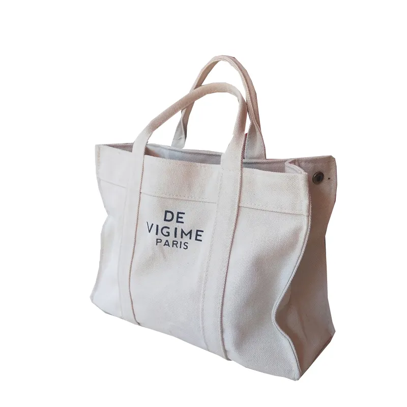 Borsa di cotone in tela riutilizzabile con logo personalizzato con cerniera adatta alle donne acquirenti