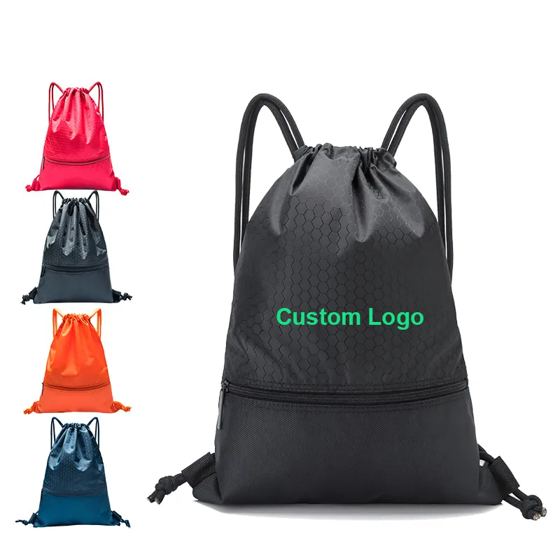 Gift promozionali di logo personalizzato Sublimated in nylon in poliestere con cerniera con zaino con fila di zaino in poliestere in nylon