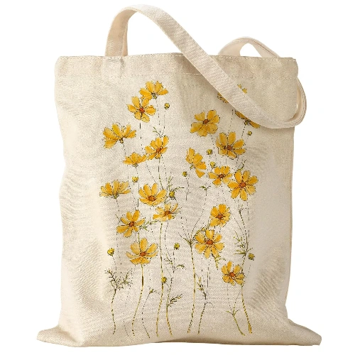 Logo stampato personalizzato Cotone grande shopping tela bot con tasca