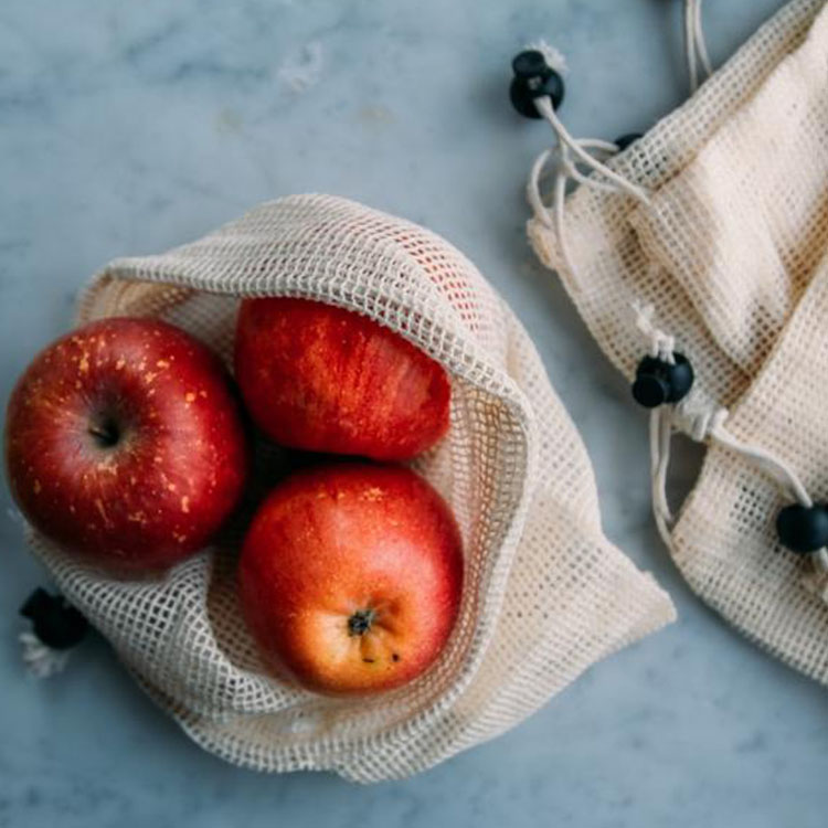 Borsa con coulisse in rete di frutta