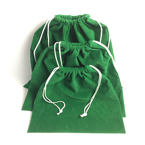 Borsa con cordoncino in tela di cotone verde
