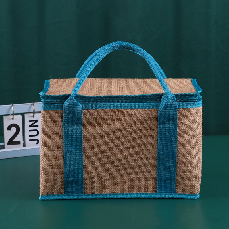 Borsa tote con cerniera in iuta