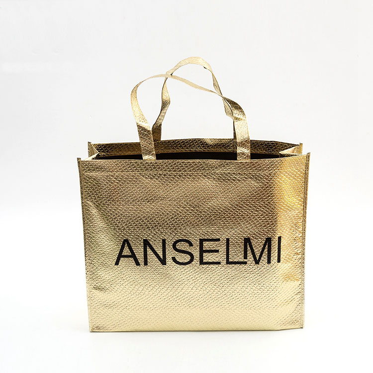 Borsa shopping in tessuto non tessuto PP color oro