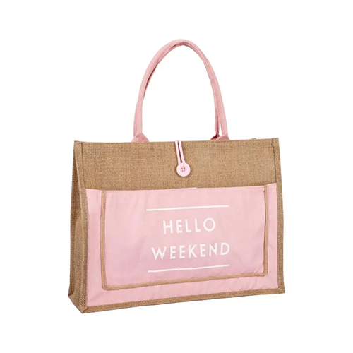 Borsa tote in iuta con lettera stampata