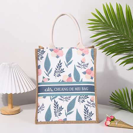 Borsa tote impermeabile in tela di iuta