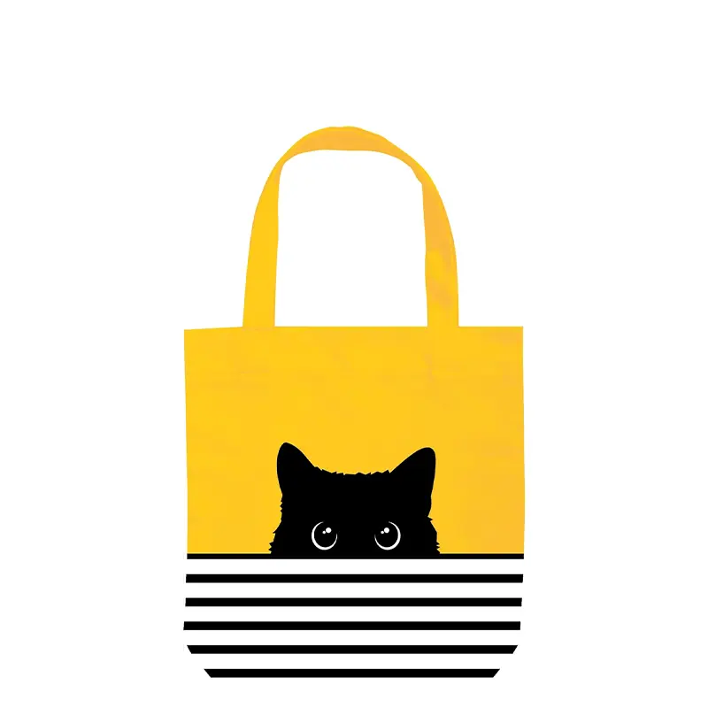 Borsa per acquisti a testa di gatto gialla e grande capacità