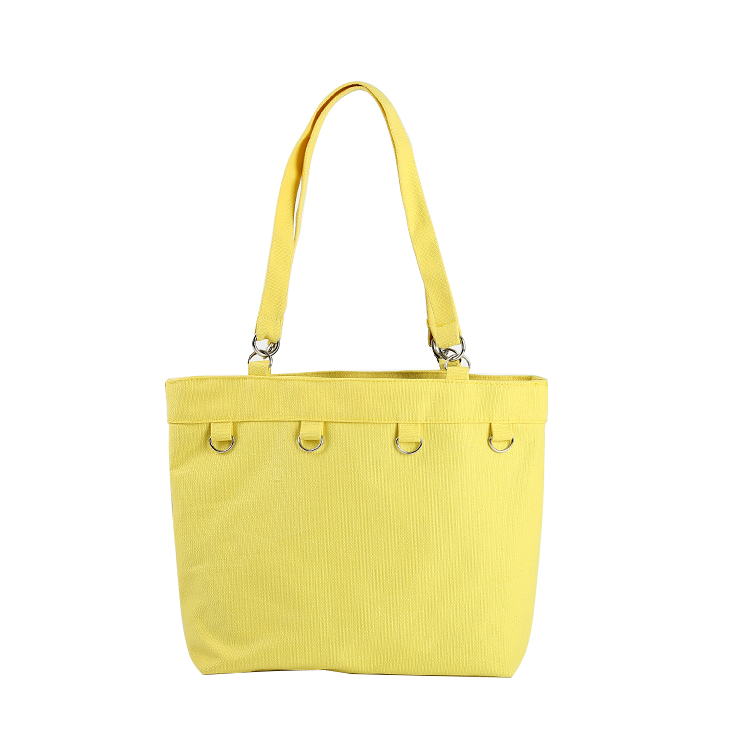 Borsa tote in tela di cotone gialla